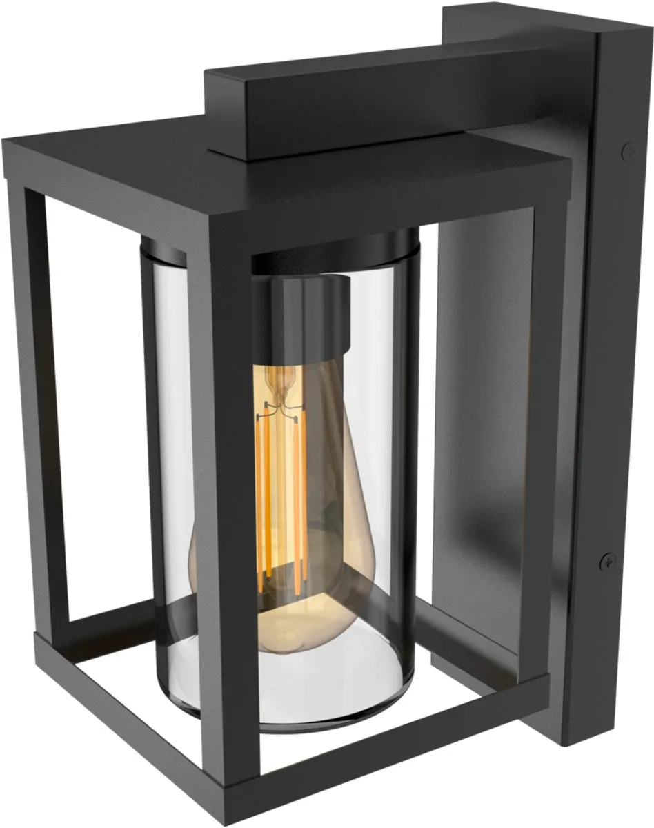 Calex LED Wandlamp Naples E27 - Zwart - IP44 - Dag/Nacht sensor