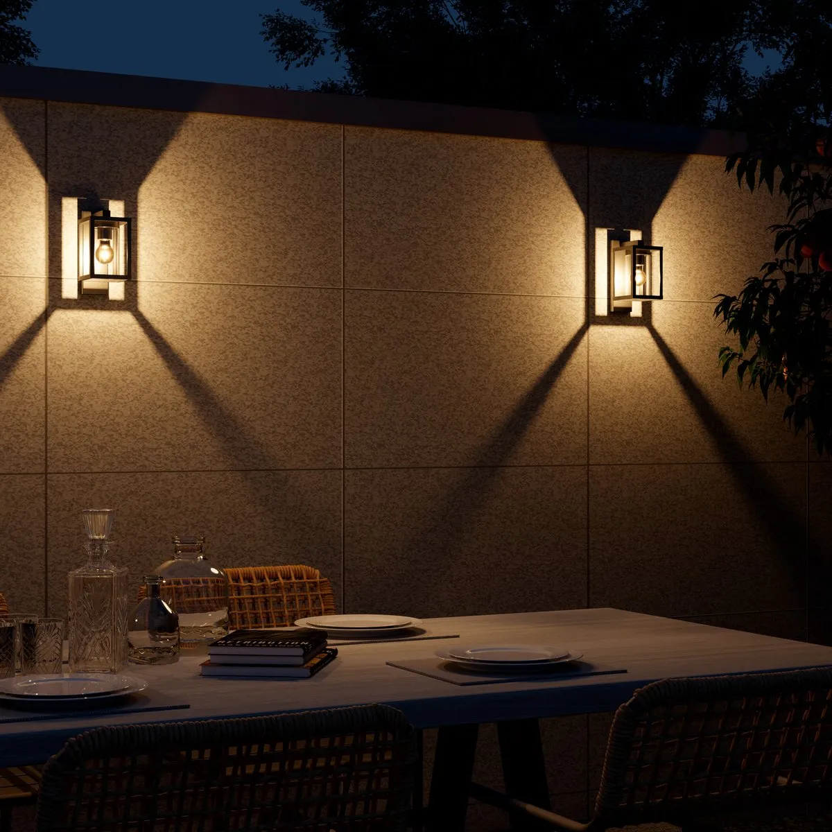 Calex LED Wandlamp Naples E27 - Zwart - IP44 - Dag/Nacht sensor