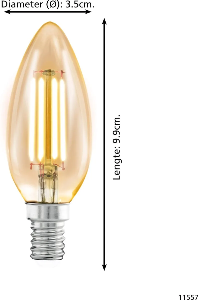 Eglo LED Kooldraadlamp E14 - 4W - Ø3,5cm - Warm wit