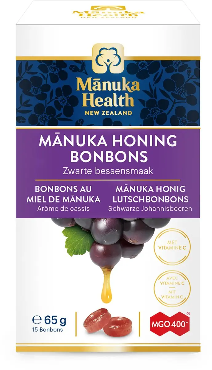 Manuka Health Honing-Zwarte Bes MGO 400+ Zuigtabletten 65mg