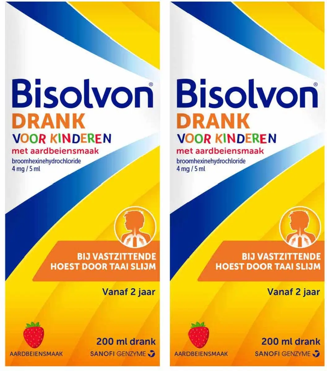 Bisolvon Drank Voor Kinderen Aardbeiensmaak - 200ml x2
