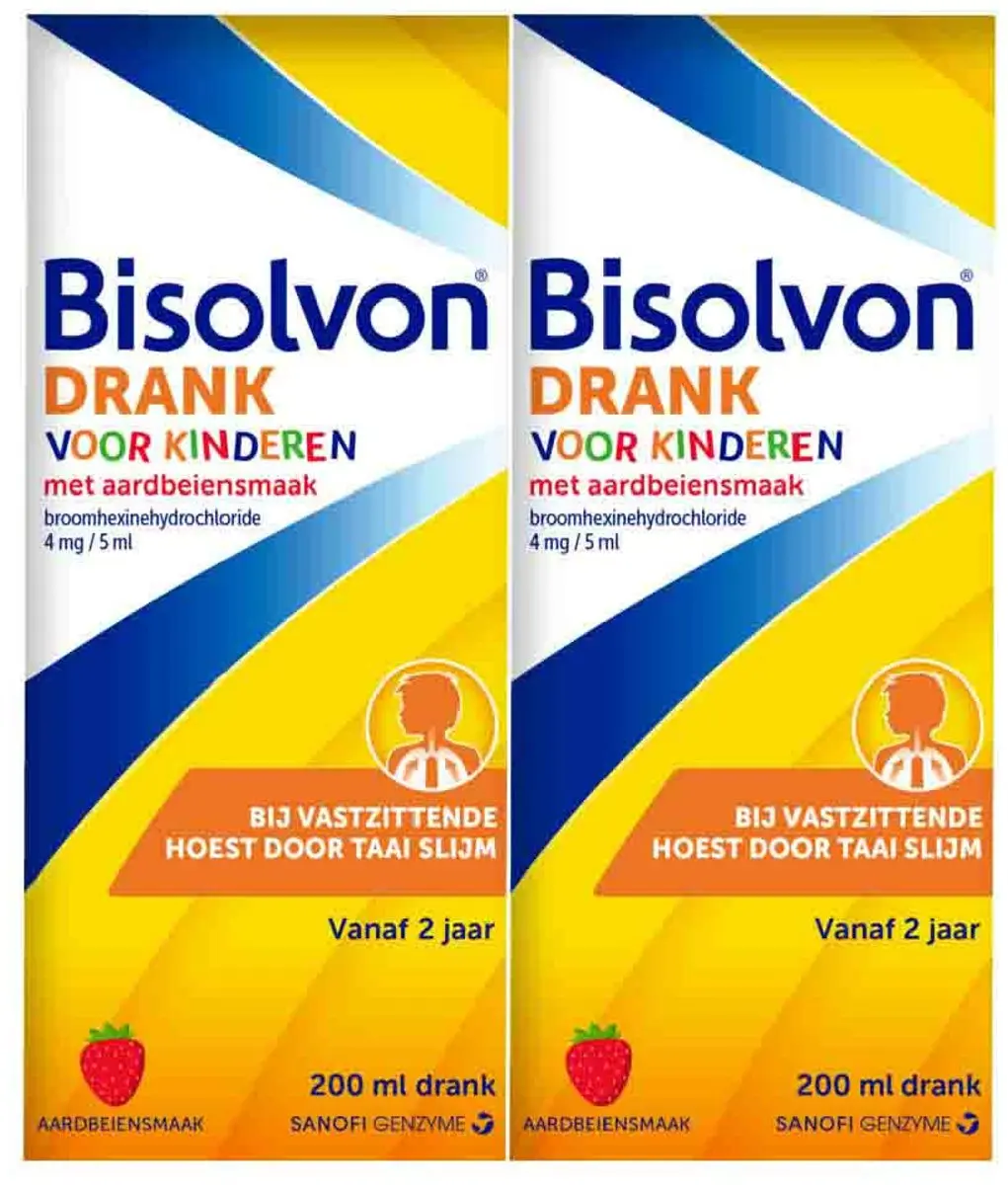Bisolvon Drank Voor Kinderen Aardbeiensmaak - 200ml x2