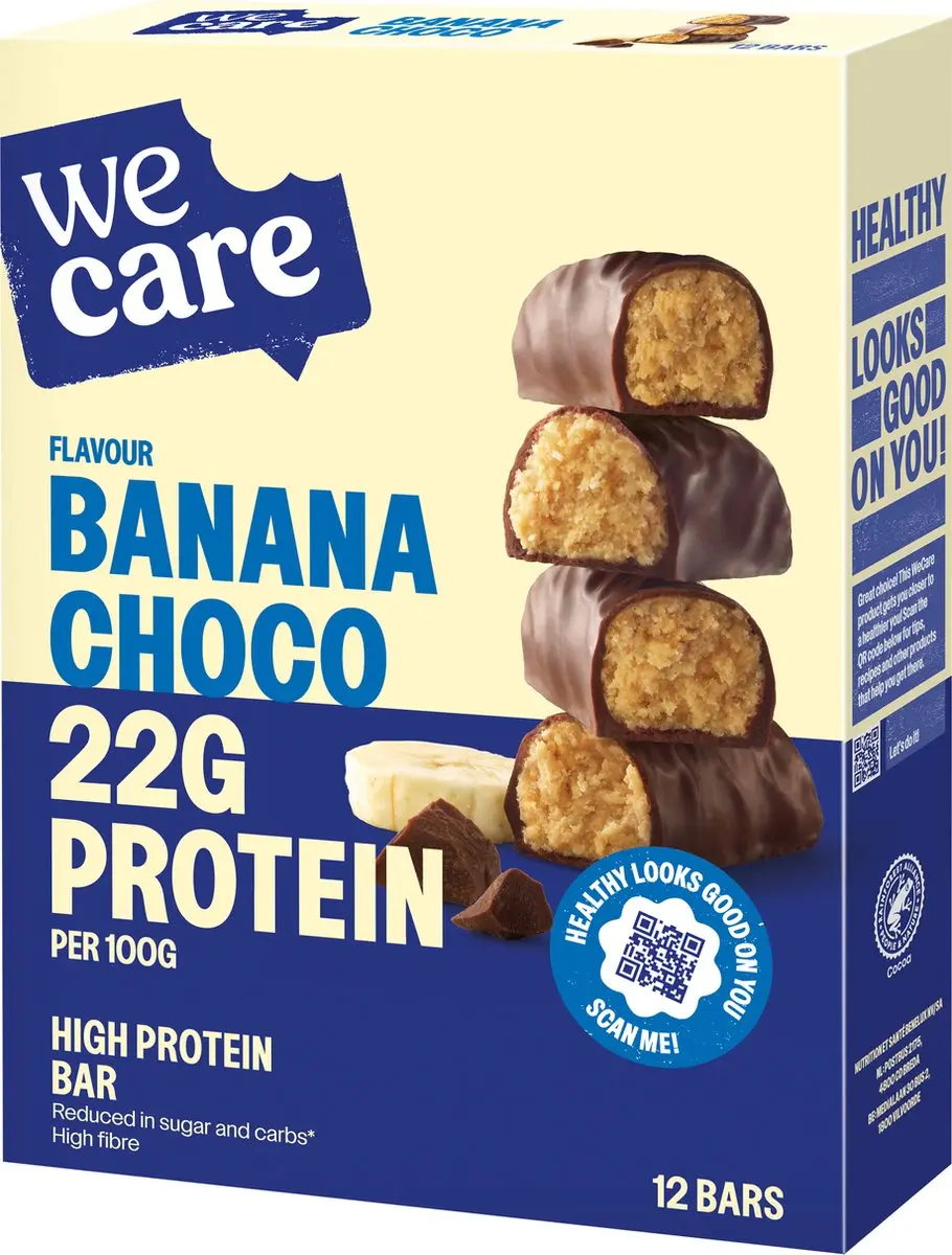 weCare High Protein Bar Chocolade Banaan 372g
