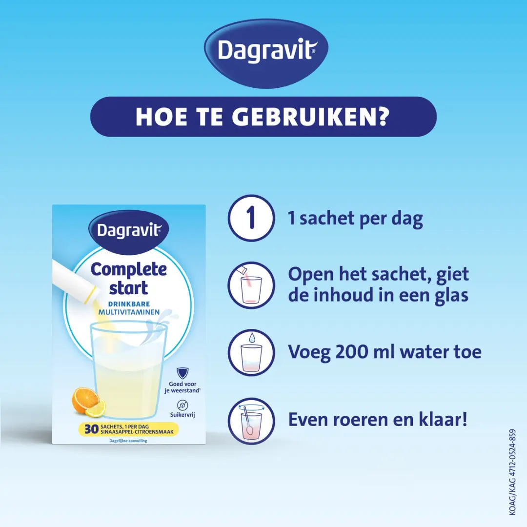 Dagravit Complete Start Drinkbare Multivitaminen 154ml - 30 Stuks - Sinaasappel-Citroen