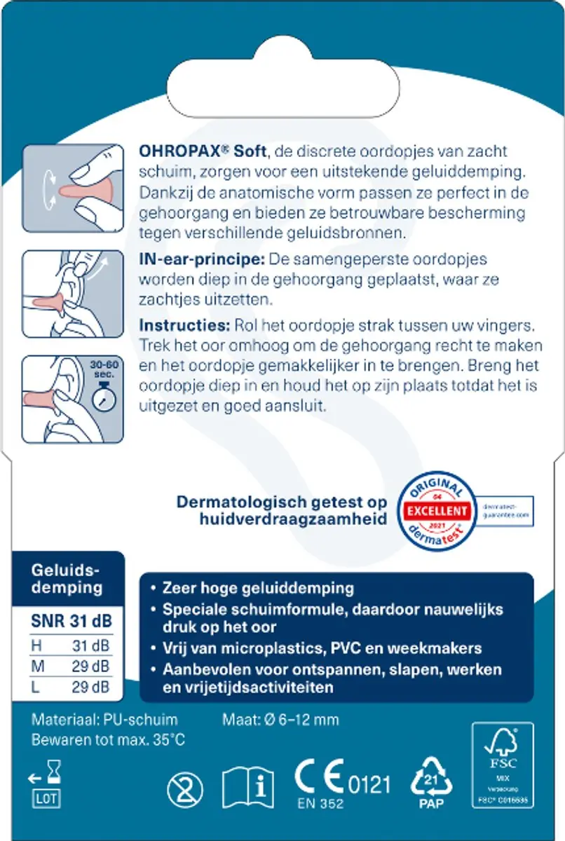 Ohropax Geluiddempers Soft - 30 Stuks