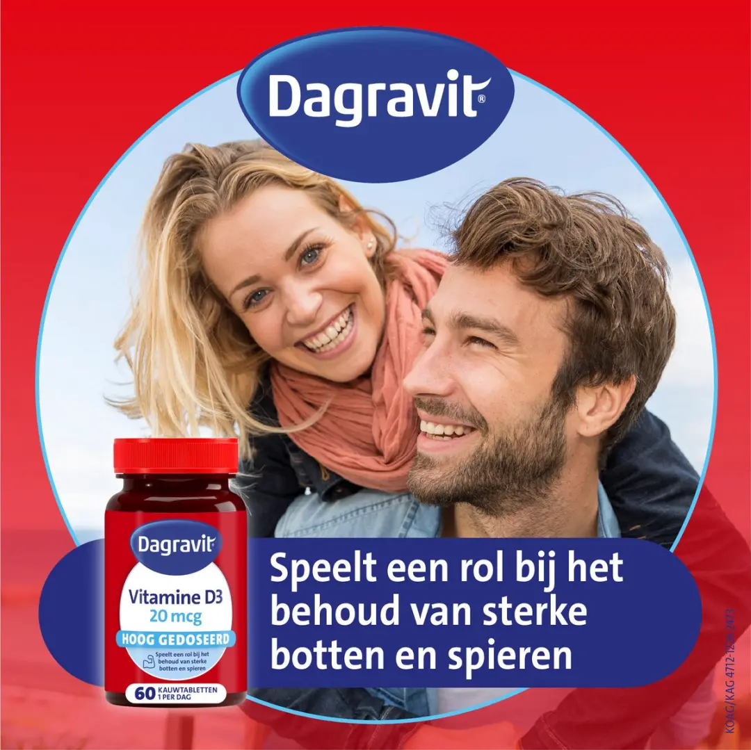 Dagravit Vitamine D3 20 mcg Kauwtabletten - 60 Stuks