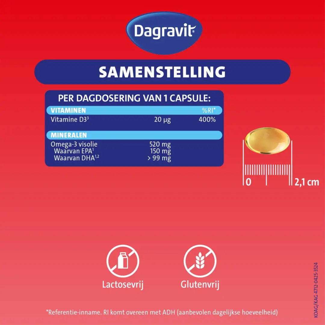 Dagravit Vitaal 50+ Vitamine D Omega-3 Visolie 90 Capsules
