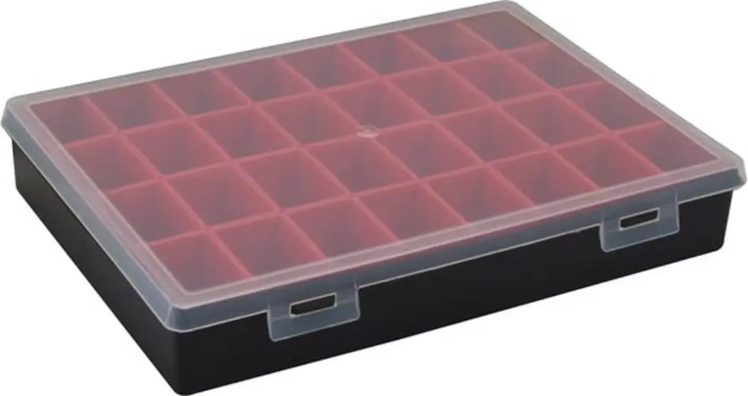 TAYG Sorteerdoos TG34008 - 32 Bakjes - 330x247x54mm - Zwart/Rood
