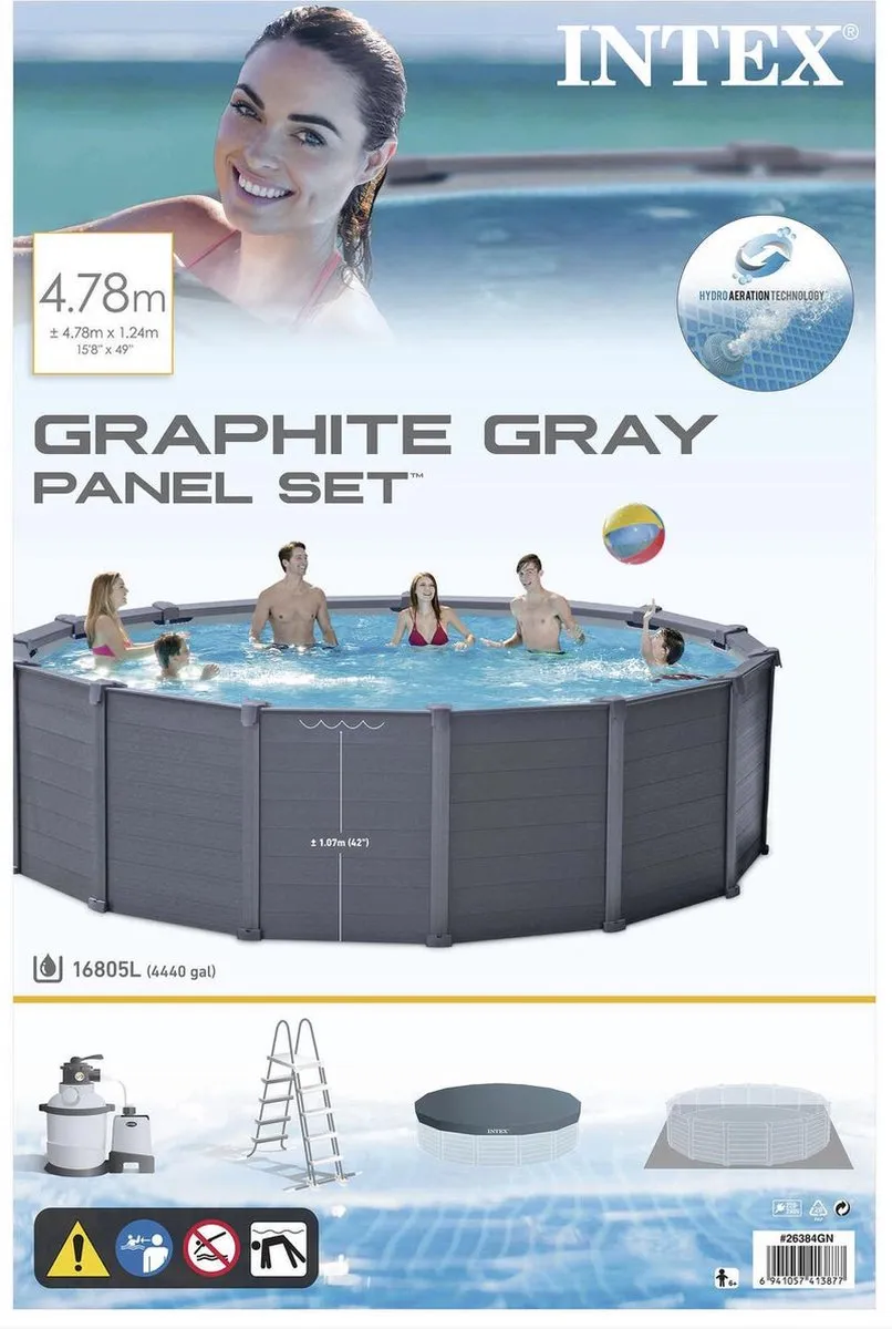 Intex Zwembadset 478x124cm - 16.805L - Grey