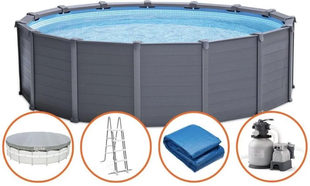 Intex Zwembadset 478x124cm - 16.805L - Grey