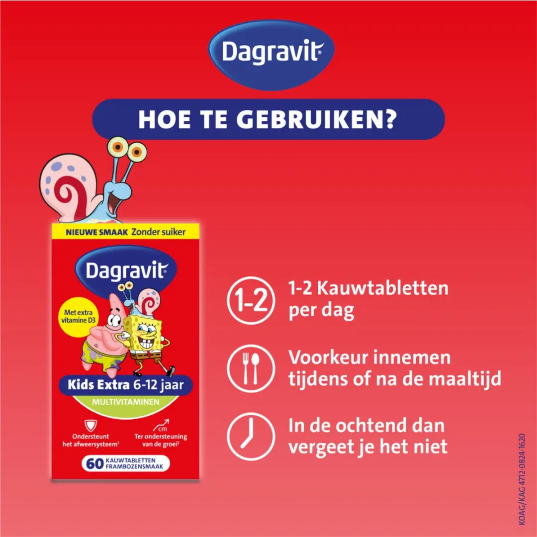 Dagravit Multivitamine Kids 6-12 Jaar Spongebob - 2x60 Kauwtabletten