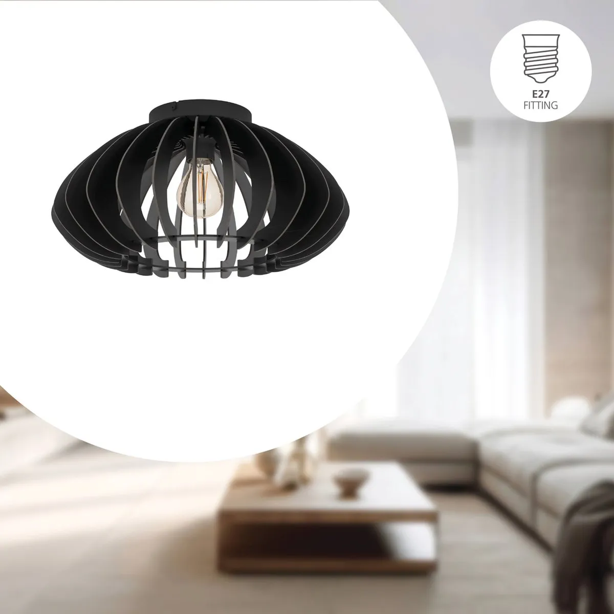 Eglo Cossano 3 Plafondlamp E27 - Ø45cm - Zwart