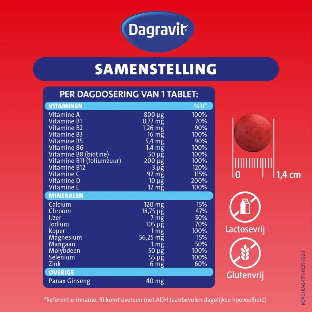 Dagravit Totaal 30 Vitaal 50+ Multivitaminen 100 tabletten
