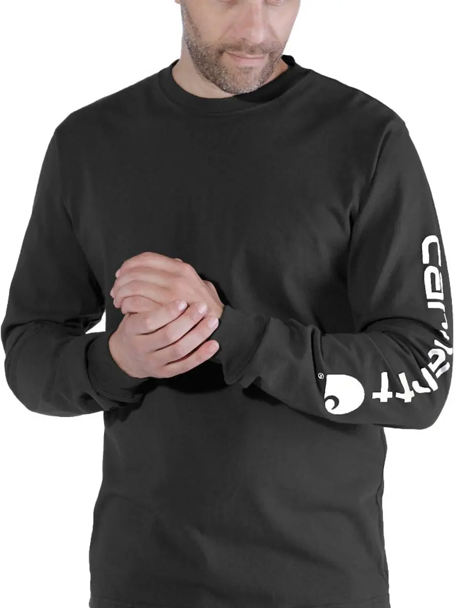 Carhartt EK231 Signature Sleeve Logo Longsleeve T-Shirt - Zwart S