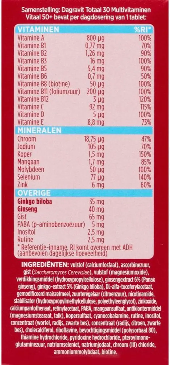 Dagravit Totaal 30 Vitaal 50+ - 200 tabletten
