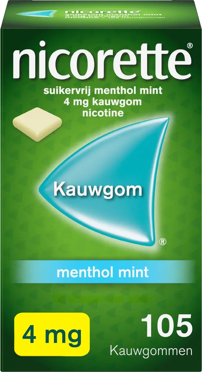 Nicorette Suikervrije Kauwgom Menthol Mint 4mg