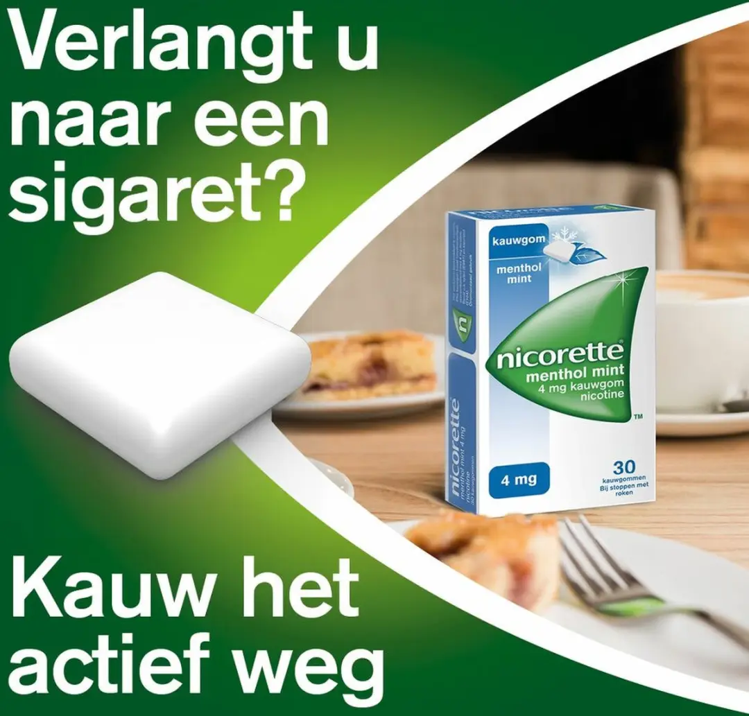 Nicorette Suikervrij Kauwgom Menthol Mint 4mg - 90 Stuks