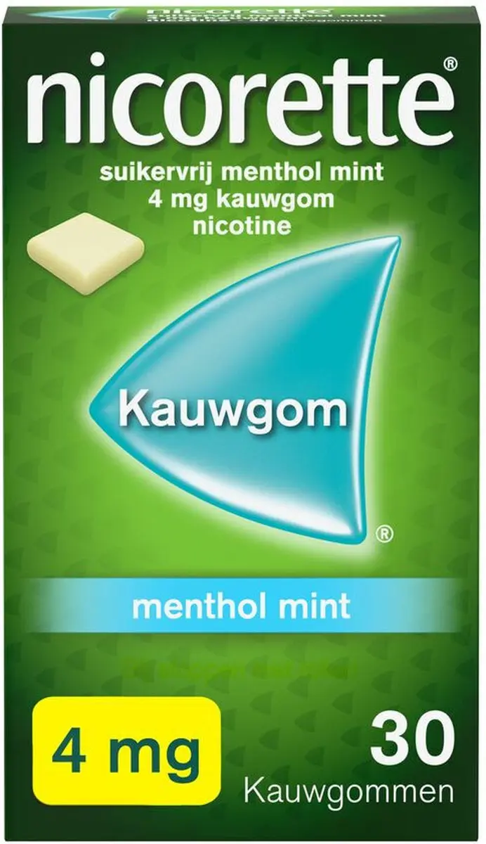 Nicorette Suikervrij Kauwgom Menthol Mint 4mg