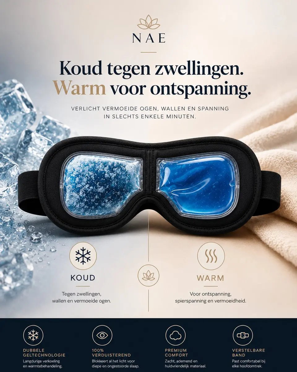 N.A.E. Verkoelend Slaapmasker Zwart - Warm/Koud Kompres