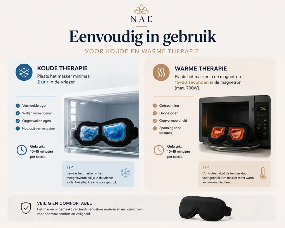 N.A.E. Verkoelend Slaapmasker Zwart - Warm/Koud Kompres