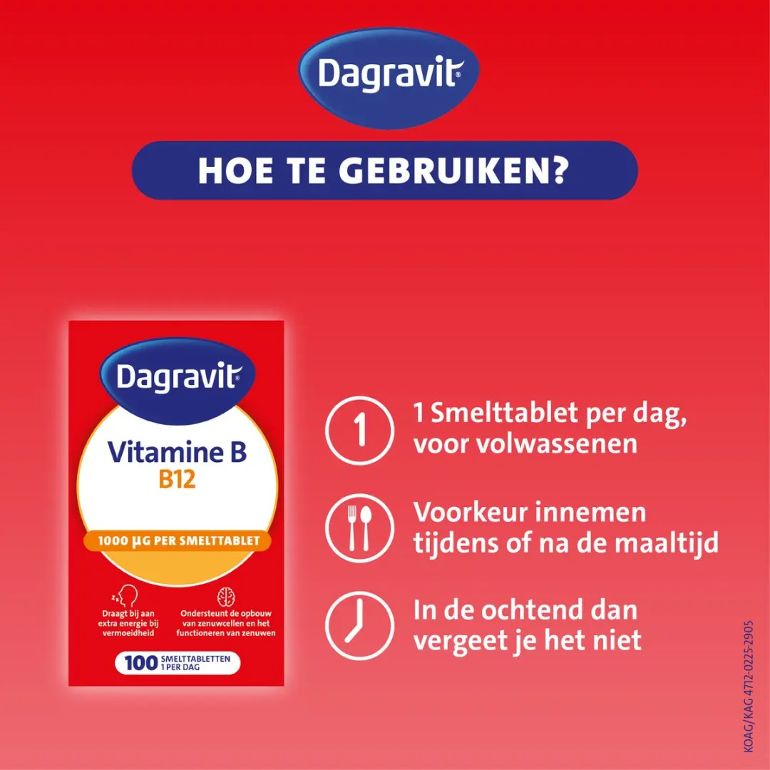 Dagravit Vitamine B12 1000µg Smelttabletten - 100 Stuks
