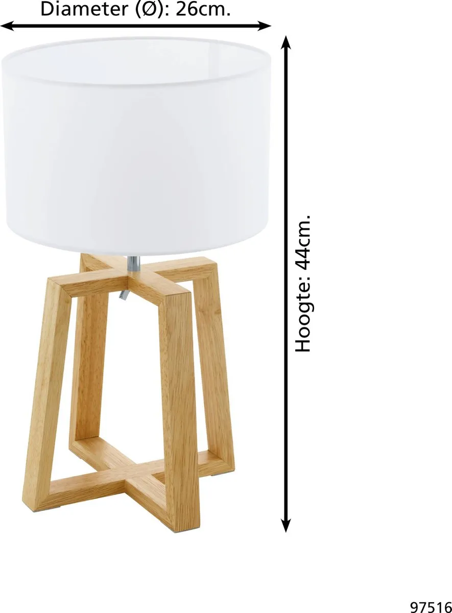 EGLO Chietino 1 Tafellamp - E27 - 44 cm - Natuur|Grijs|Wit