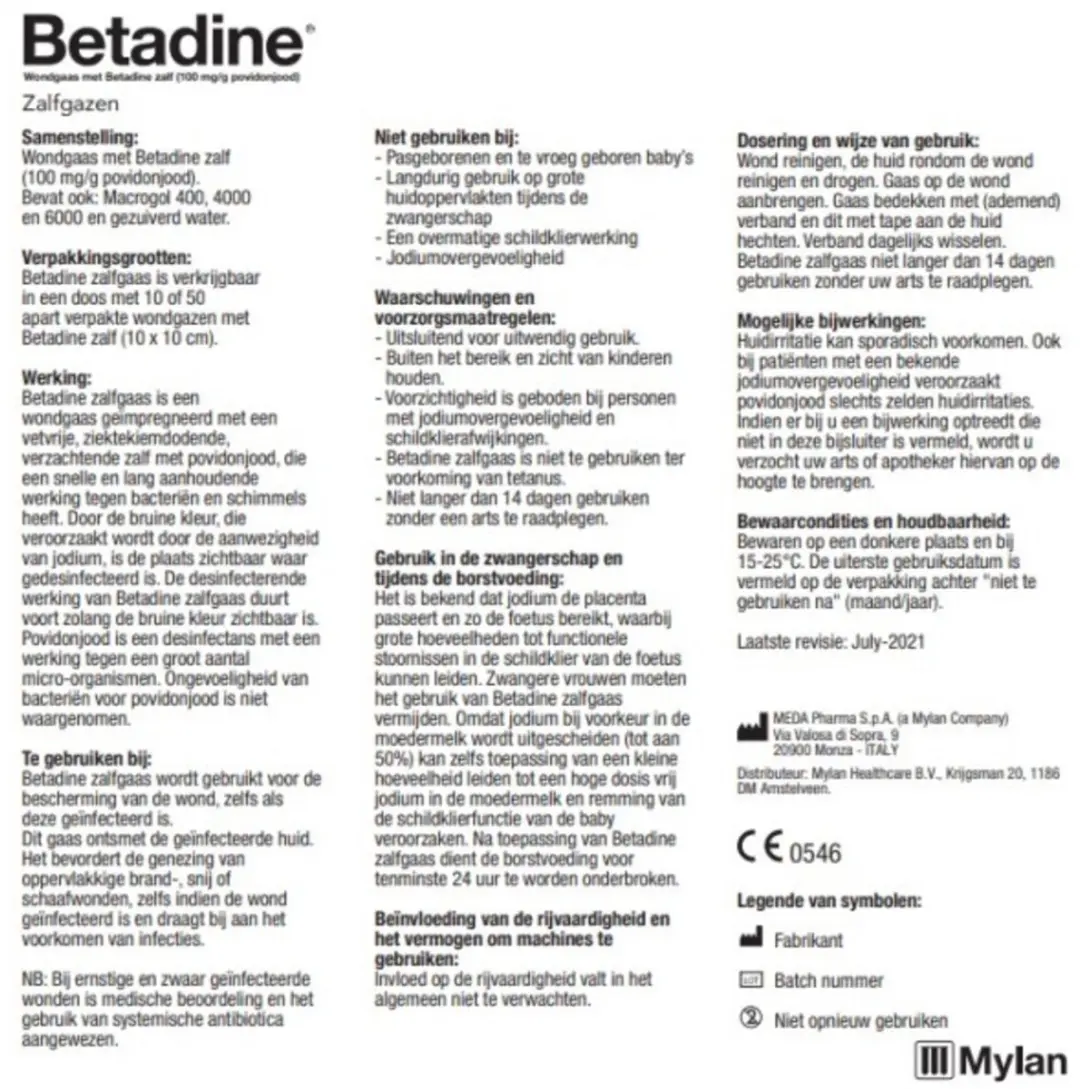 Betadine Zalfgaas 10x10cm - 10 Stuks