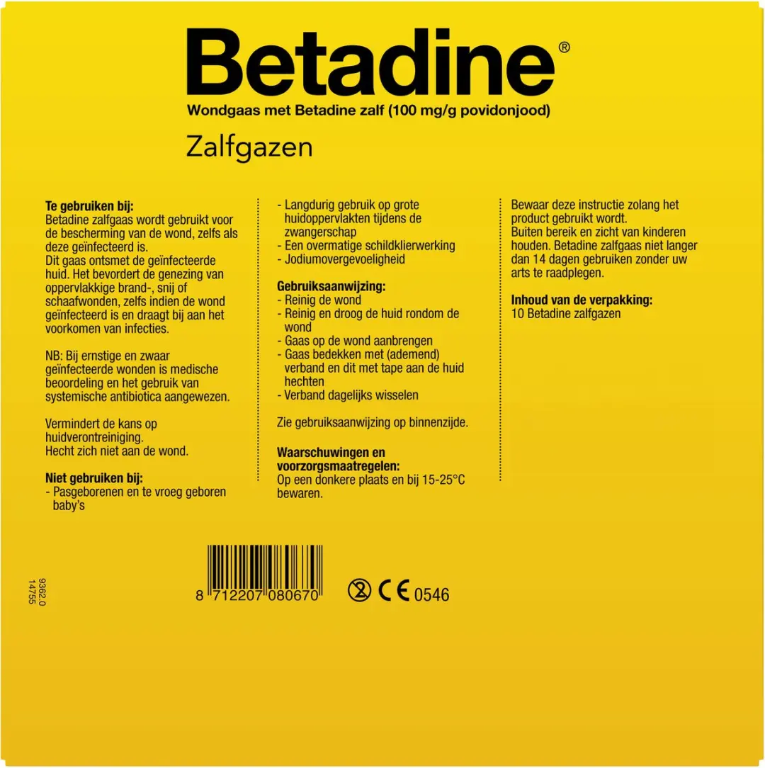 Betadine Zalfgaas 10x10cm - 10 Stuks