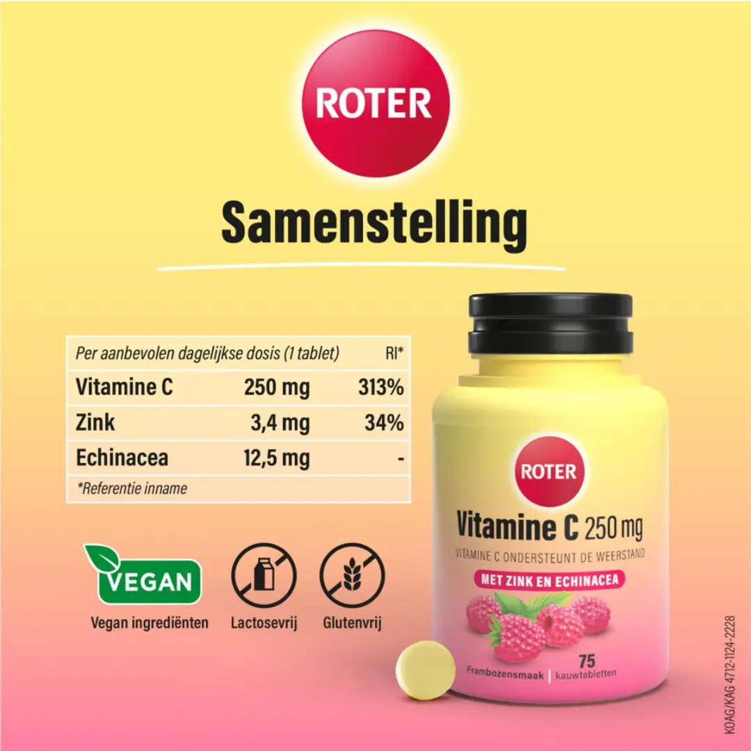 Roter Vitamine C 250mg Kauwtabletten Framboos - 225g