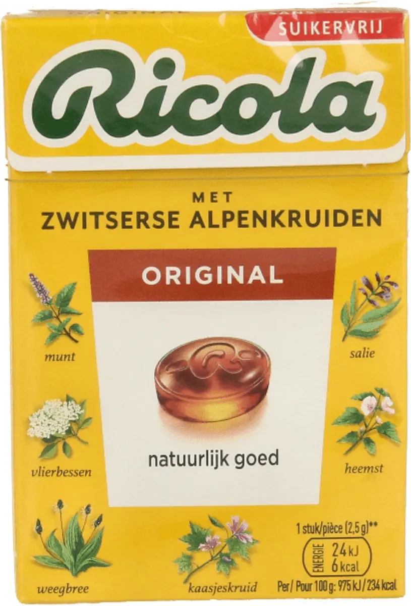 Ricola Original Suikervrij Doosje 50g