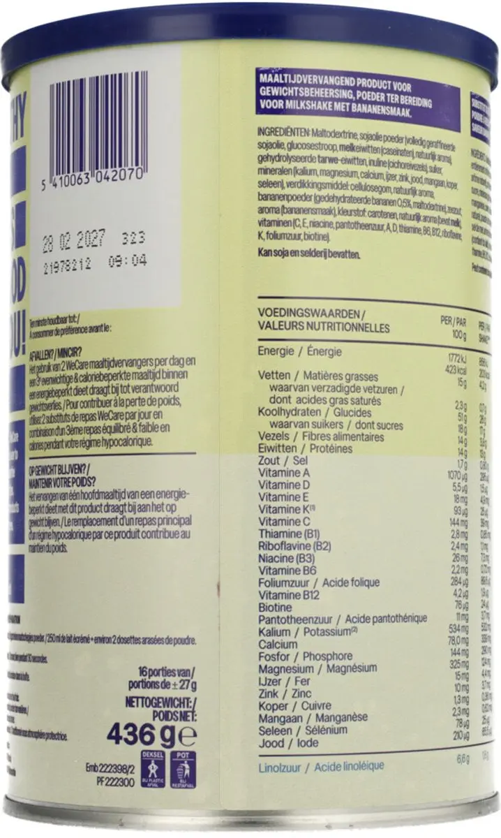weCare Meal Replacement Shake Banaan 436g