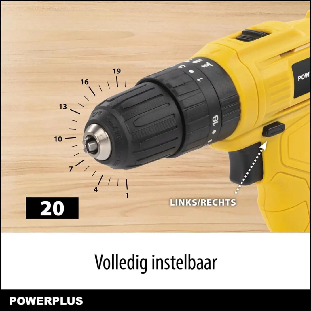 Powerplus POWXBOX004 Schroef-/klopboormachine 20V - 2x 1.3Ah - afbeelding 6 van 6