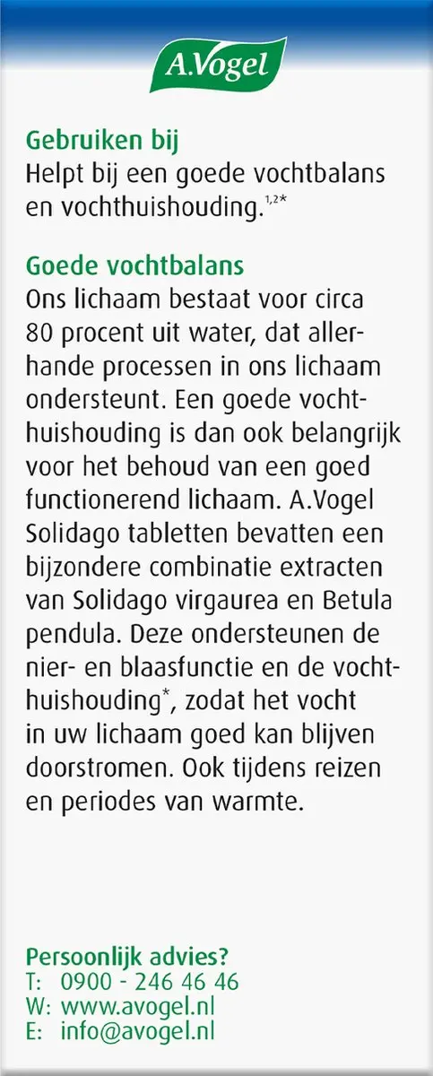 A.Vogel Solidago Vochthuishouding Tabletten 60 Stuks