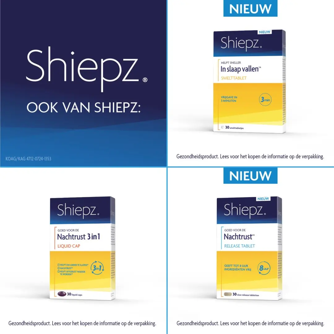 Shiepz Helpt bij Slaap & Fit Wakker Slaapmutsje - 30 Tabletten