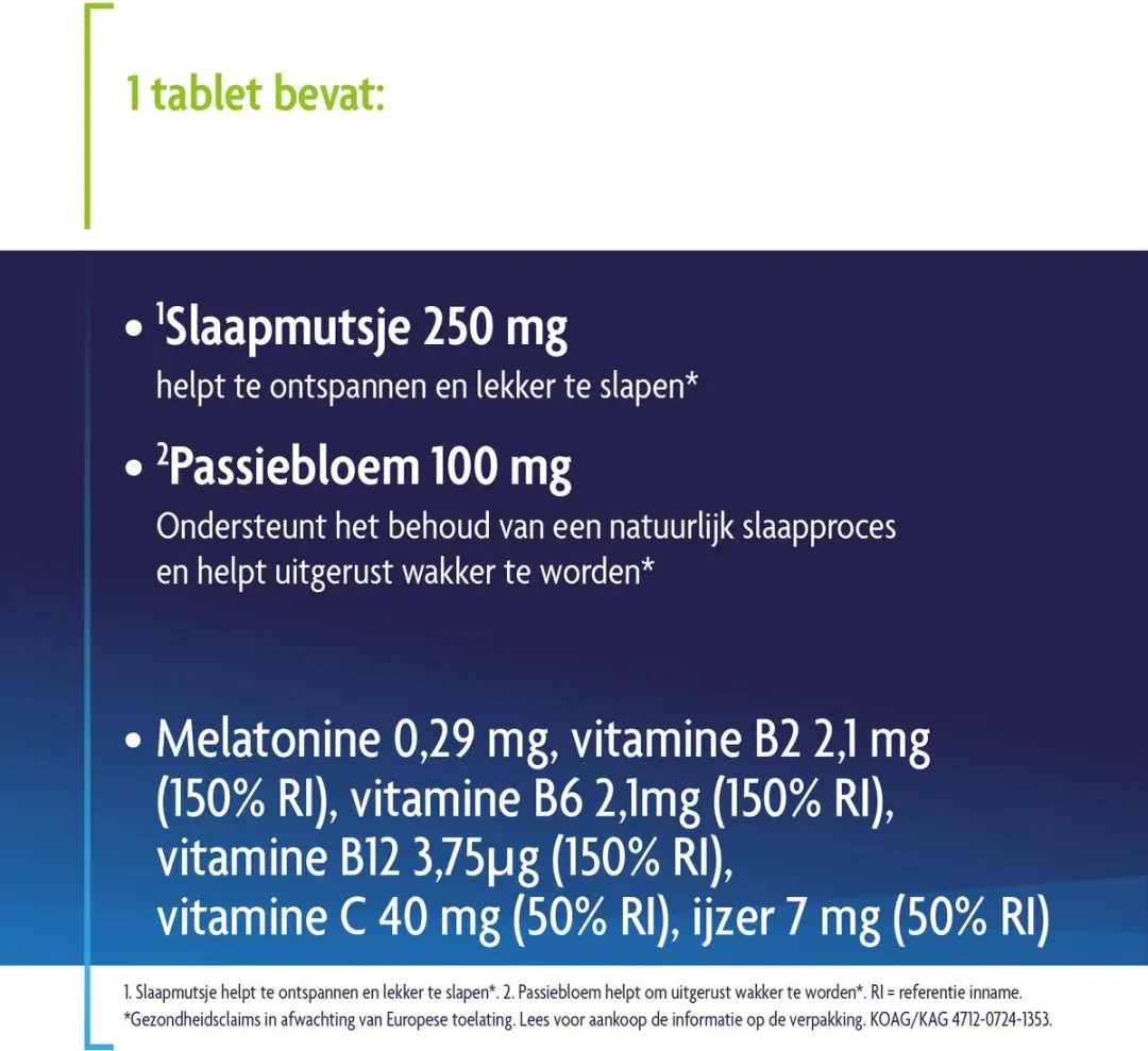 Shiepz Helpt bij Slaap & Fit Wakker Slaapmutsje - 30 Tabletten