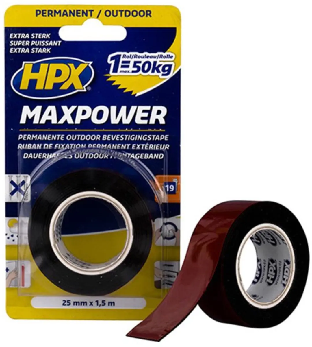 HPX Max-Power Outdoor Dubbelzijdig Tape 25mm x 1,5m