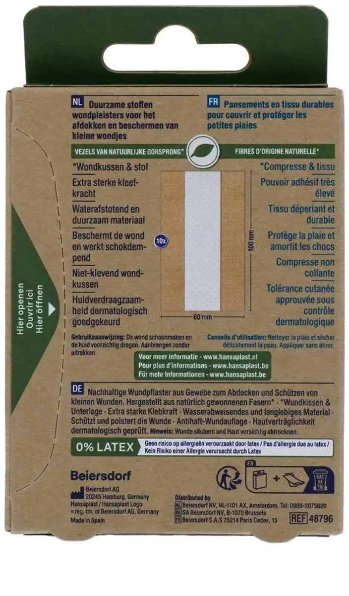 Hansaplast Green & Protect Pleisters 1m x 6cm - 10 Stuks