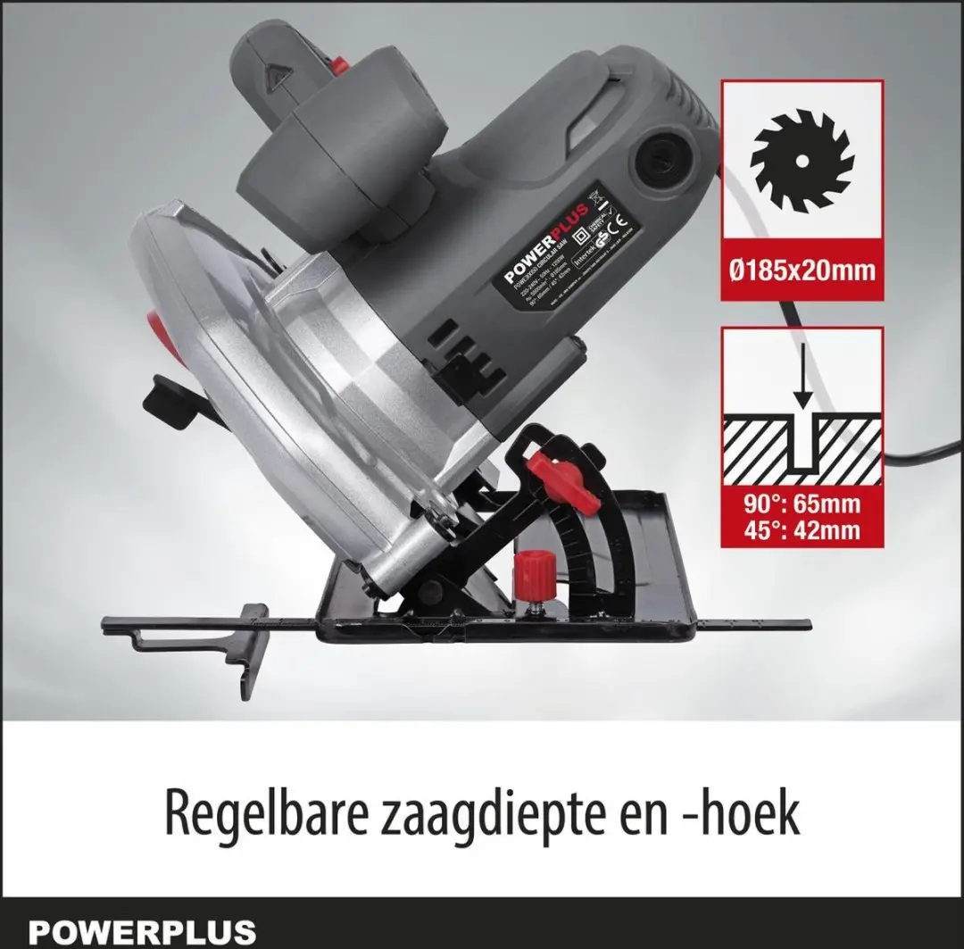 Powerplus POWE30050 Elektrische Cirkelzaag 1200W - Ø185mm