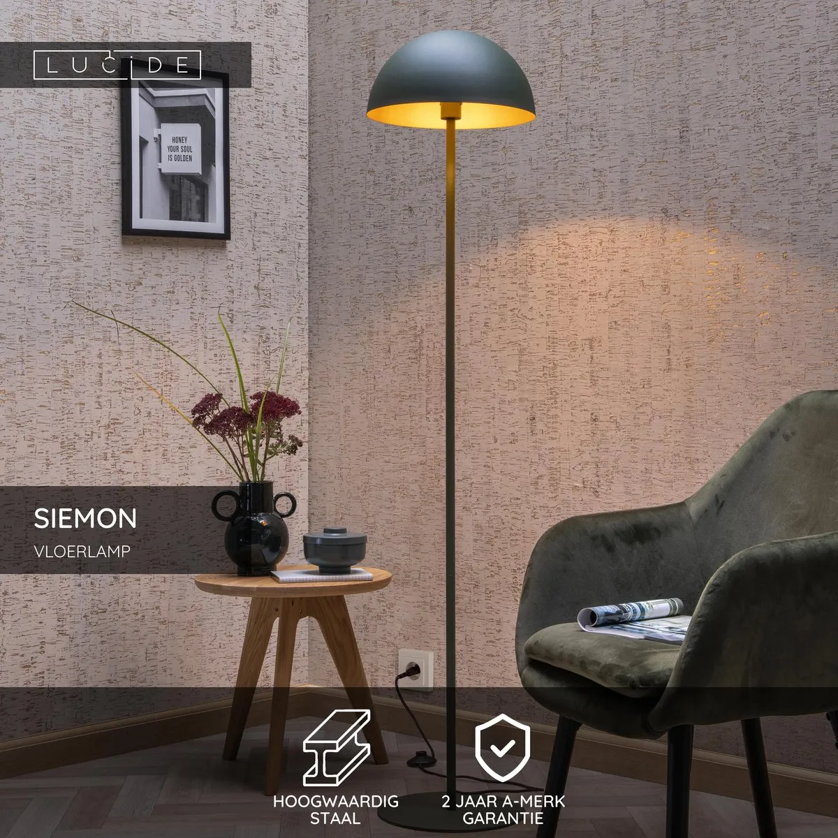 Lucide Siemon Vloerlamp Ø35cm - Groen