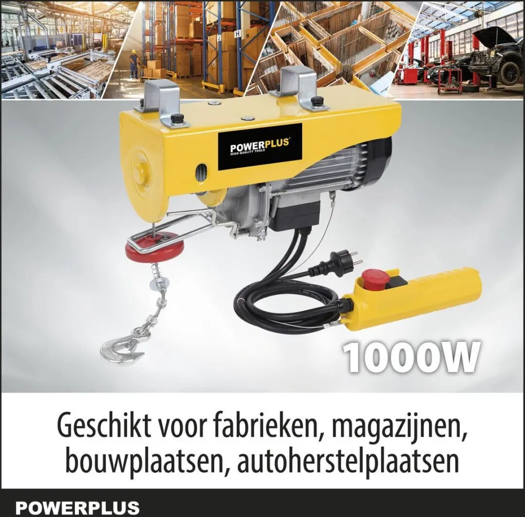 Powerplus POWX901 Elektrische Kabeltakel 1000W - 400kg - 12m
