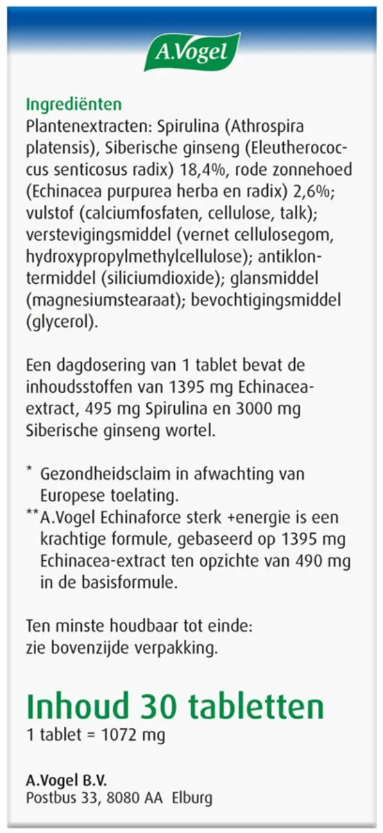 A.Vogel Echinaforce Sterk + Energie 60 tabletten