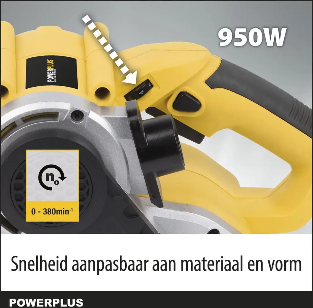 Powerplus POWX0460 Bandschuurmachine 950W - met 3 accu's