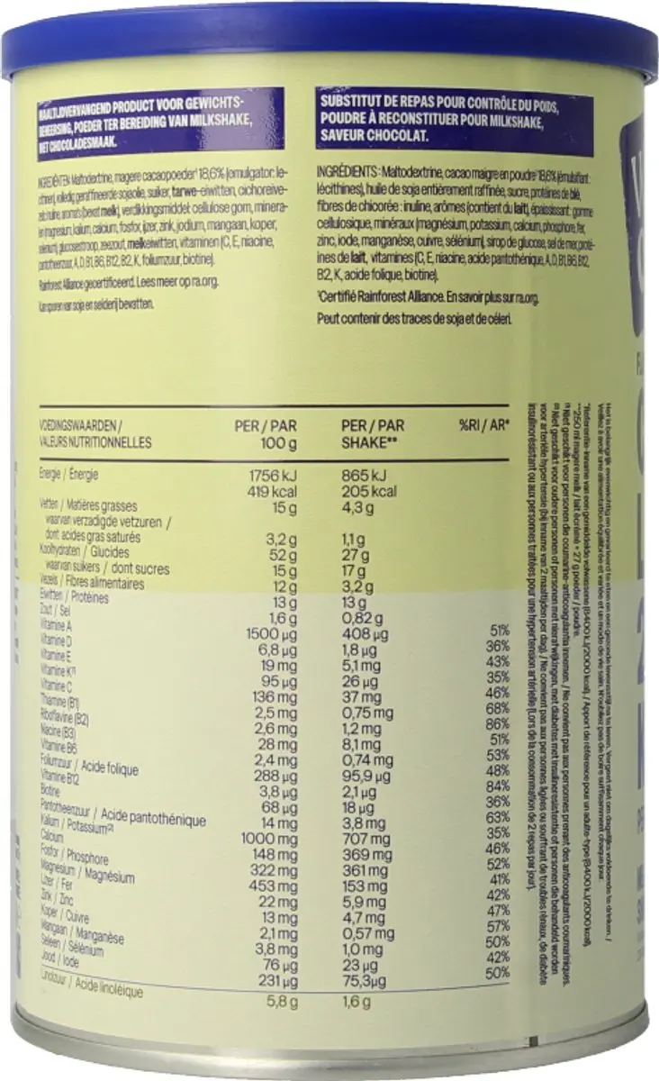 weCare Meal Replacement Shake Chocolade 436g