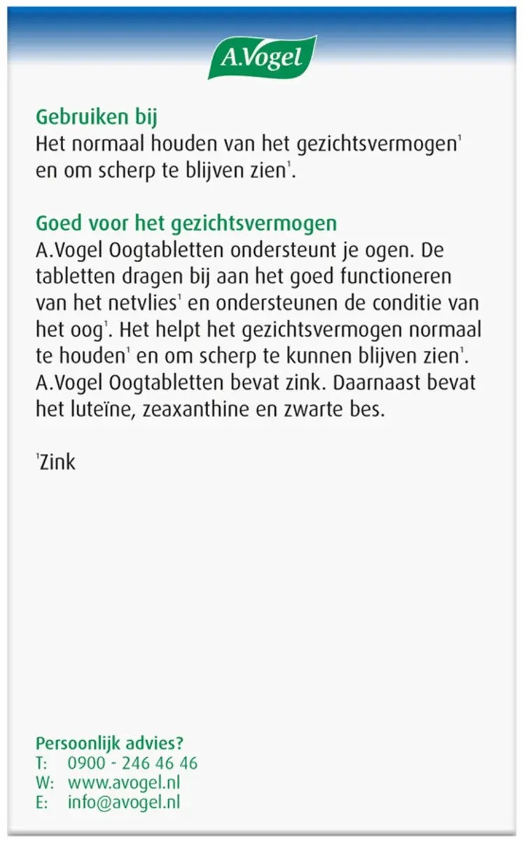 A.Vogel Oogtabletten 120 Stuks