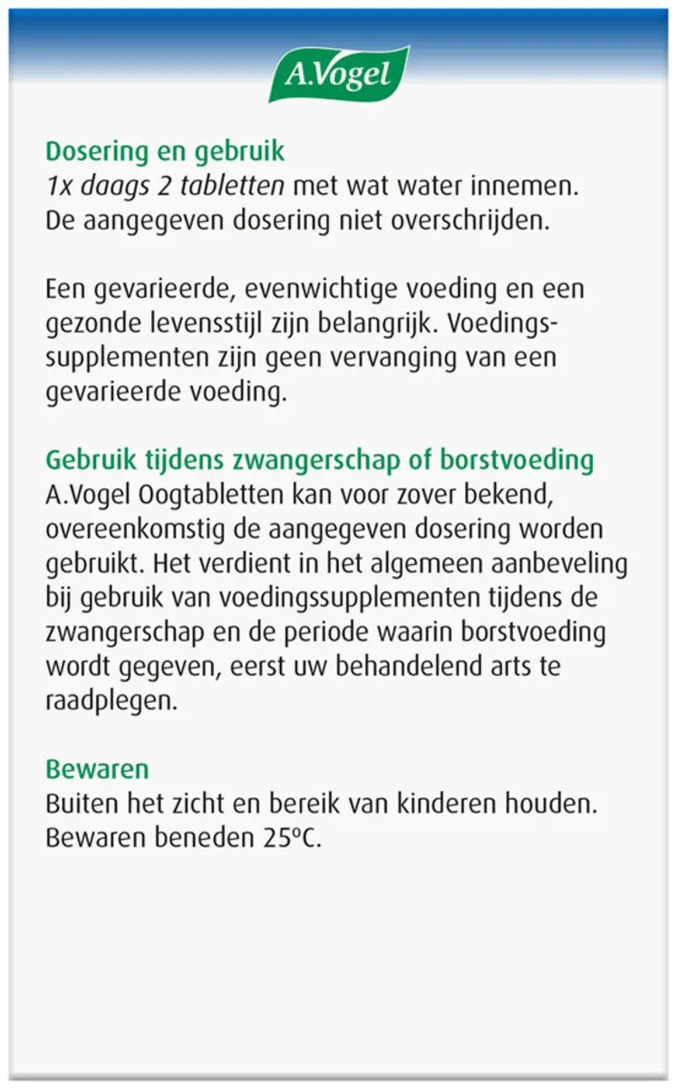 A.Vogel Oogtabletten 120 Stuks