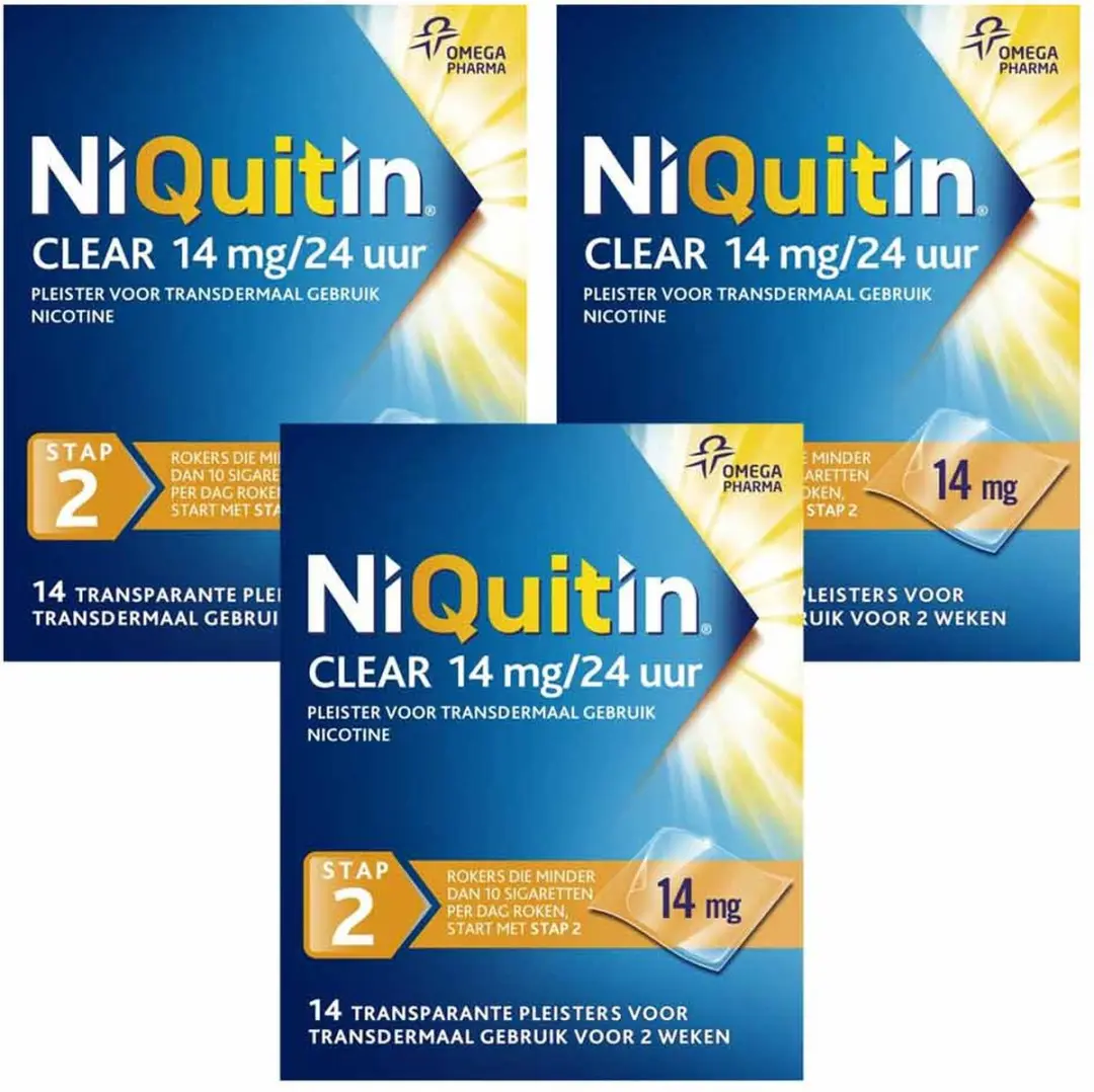 NiQuitin Clear Nicotinepleisters 14mg Stap 2 - 28 Stuks