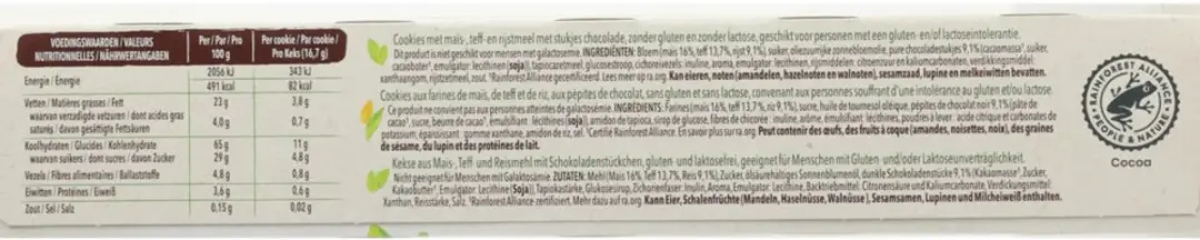 Cereal Cookies Stukjes Chocolade Glutenvrij & Lactosevrij - 3x150g