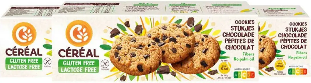 Cereal Cookies Stukjes Chocolade Glutenvrij & Lactosevrij - 3x150g