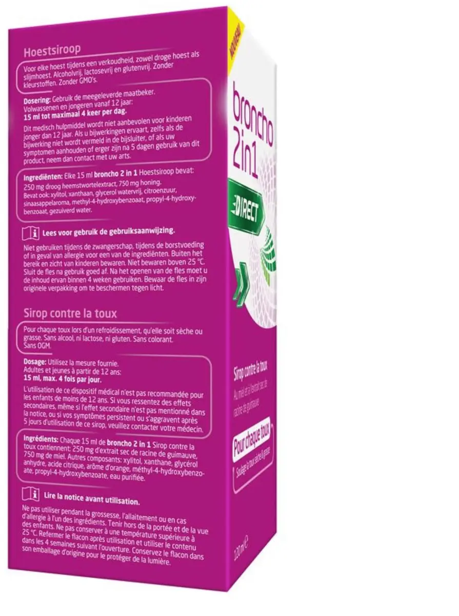 Bronchostop 2-in-1 Adult Hoestsiroop 120ml - Sinaasappelsmaak
