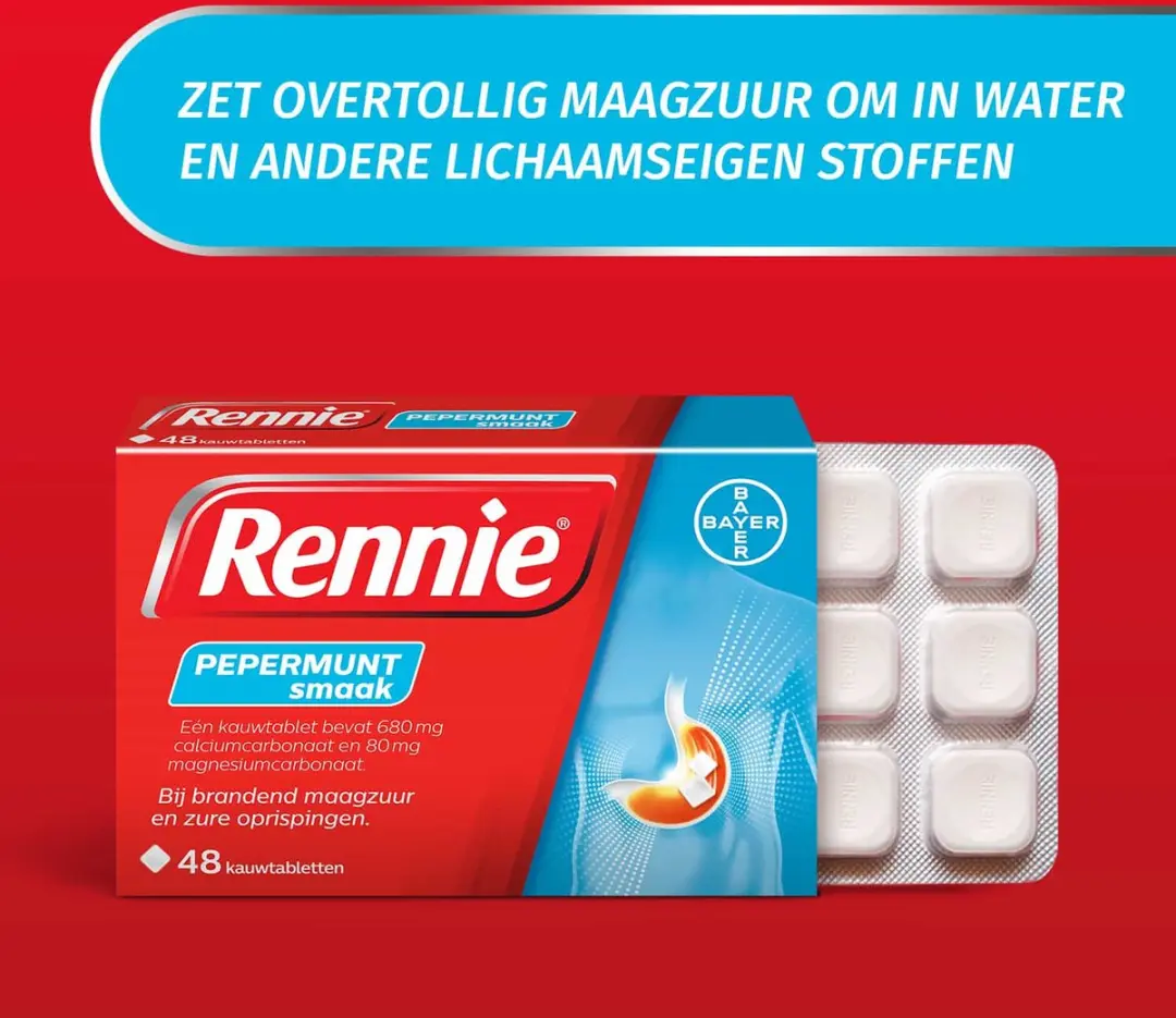 Rennie Pepermunt Kauwtabletten 48 Stuks